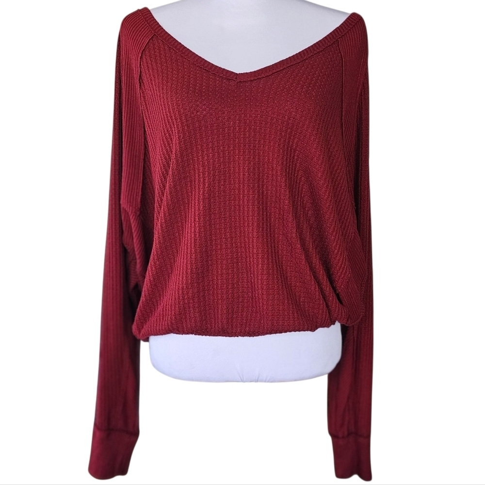 We The Free Burgundy Long Sleeve Top